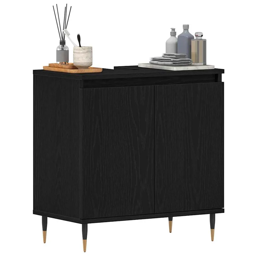 Meuble de Lavabo de Salle de Bain Chêne noir 58 x 33 x 60 cm - 3