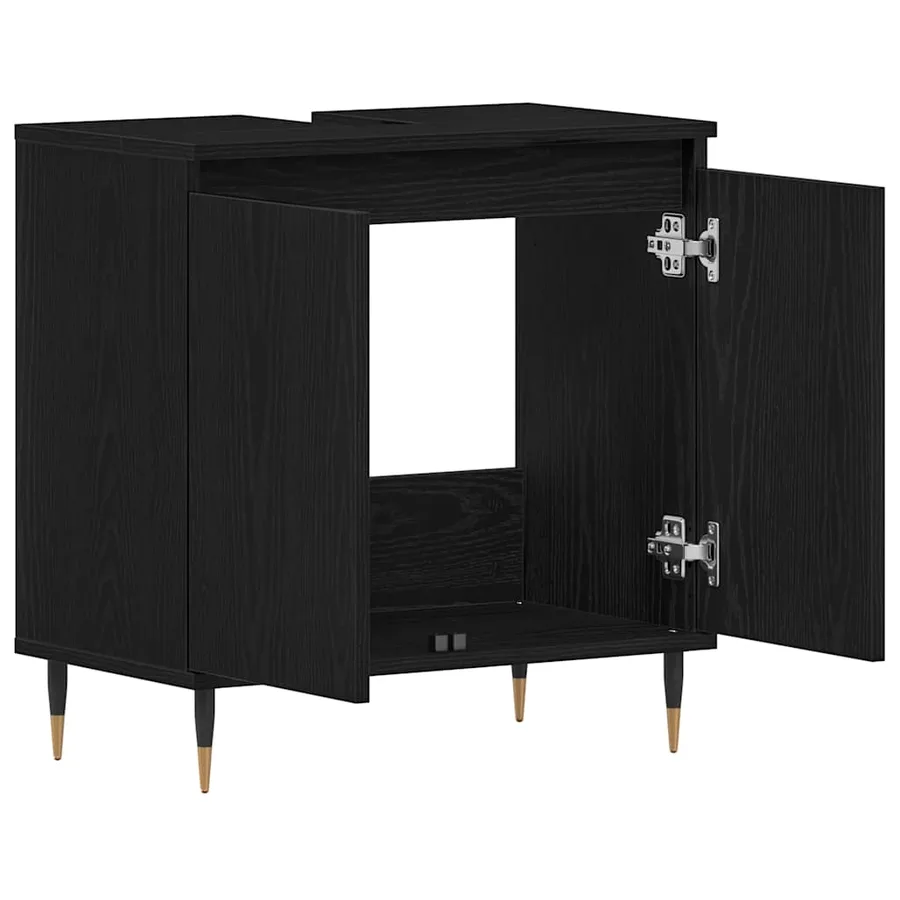 Meuble de Lavabo de Salle de Bain Chêne noir 58 x 33 x 60 cm - 5