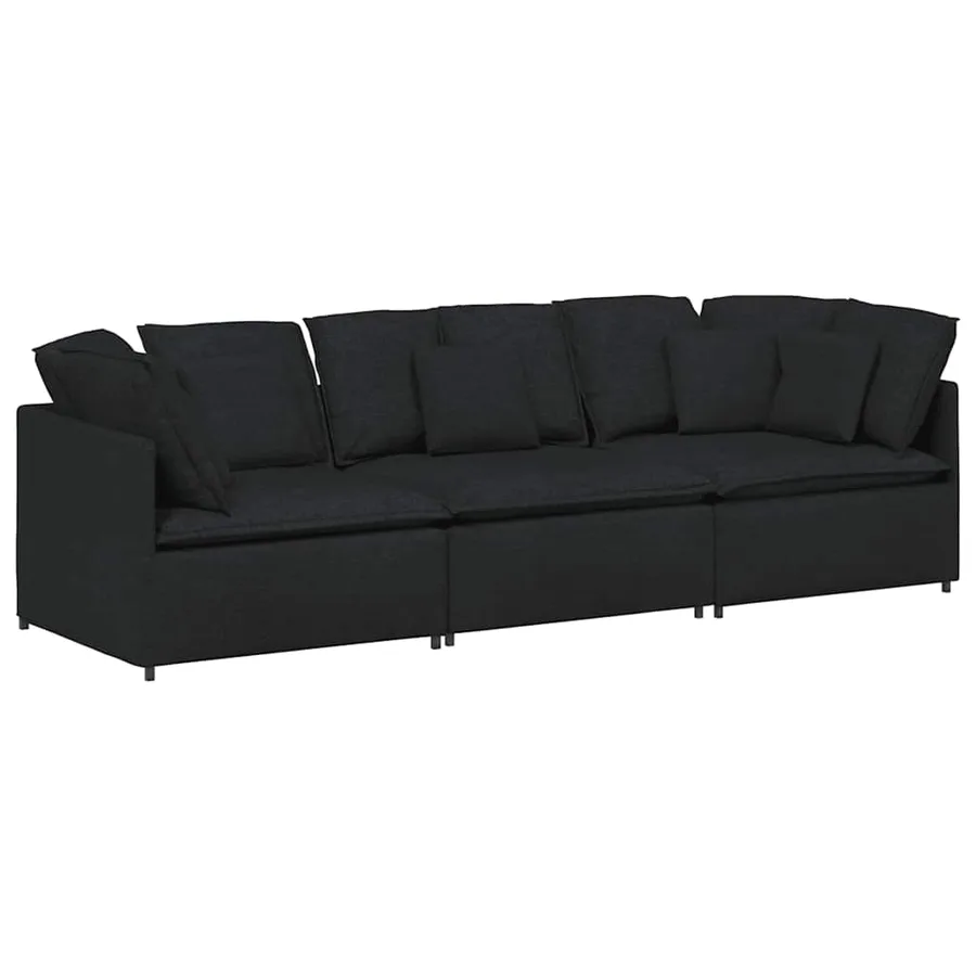 Canapé modulable avec coussins en tissu noir - 2