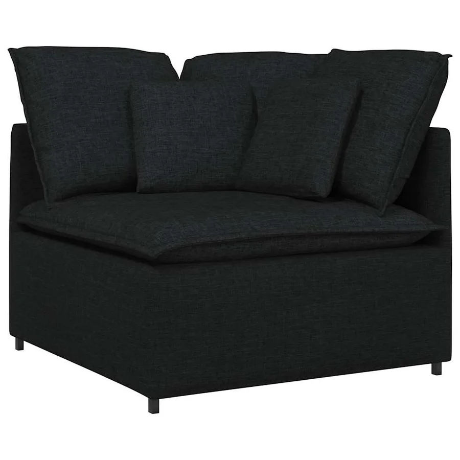Canapé modulable avec coussins en tissu noir - 3