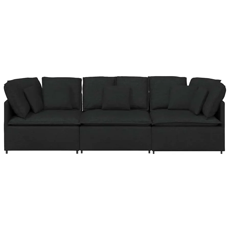 Canapé modulable avec coussins en tissu noir - 5