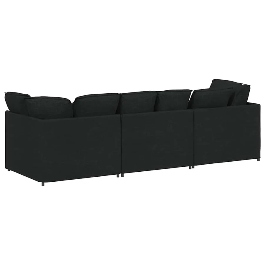 Canapé modulable avec coussins en tissu noir - 7