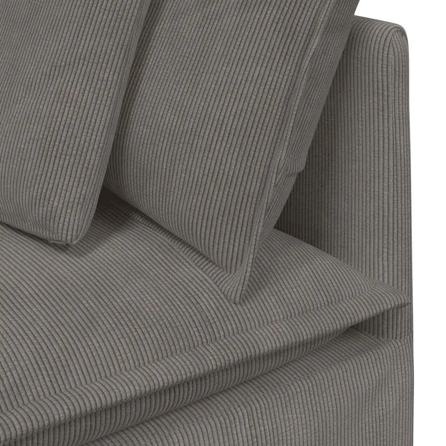 Canapé modulable avec coussins en tissu velours côtelé gris clair - 7