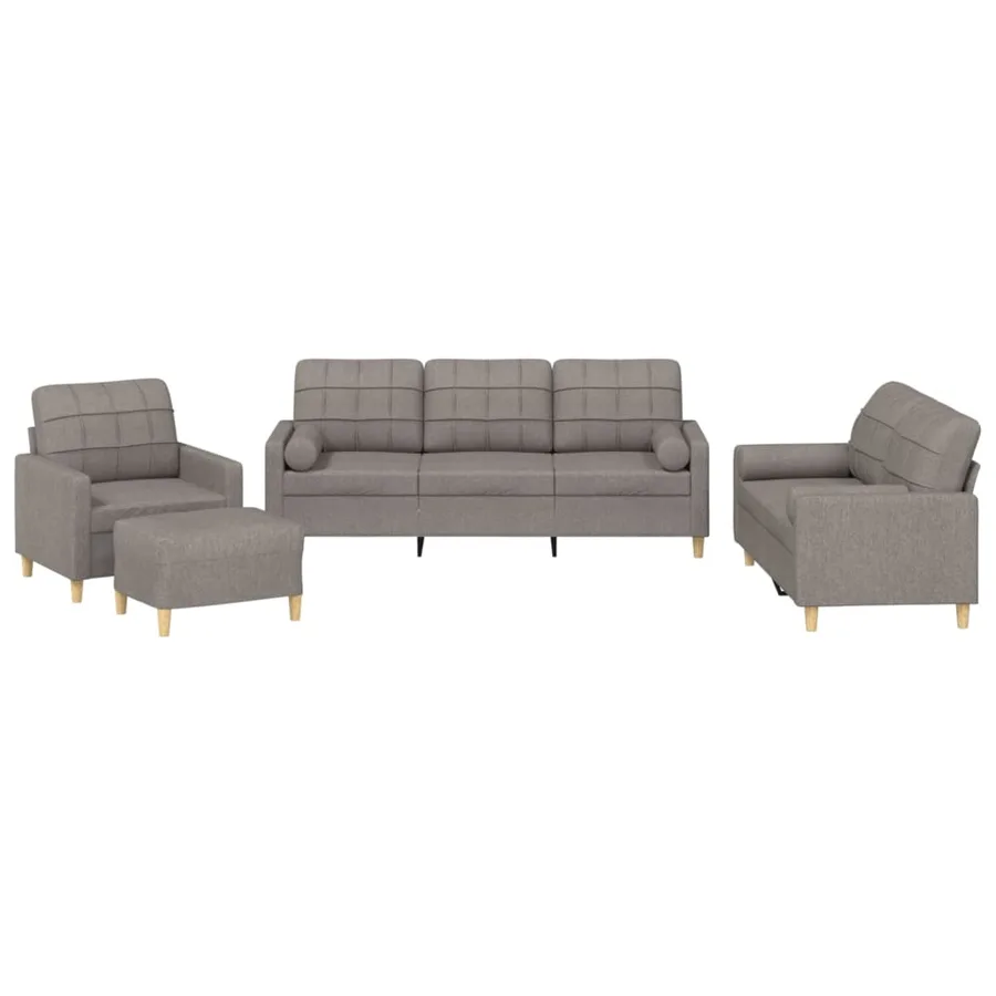 Ensemble de canapés 4 pcs avec coussins taupe tissu - 2