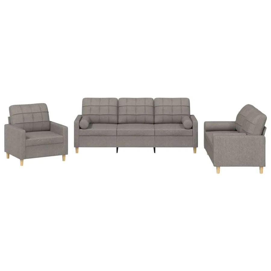 Ensemble de canapés 3 pcs avec coussins taupe tissu - 2