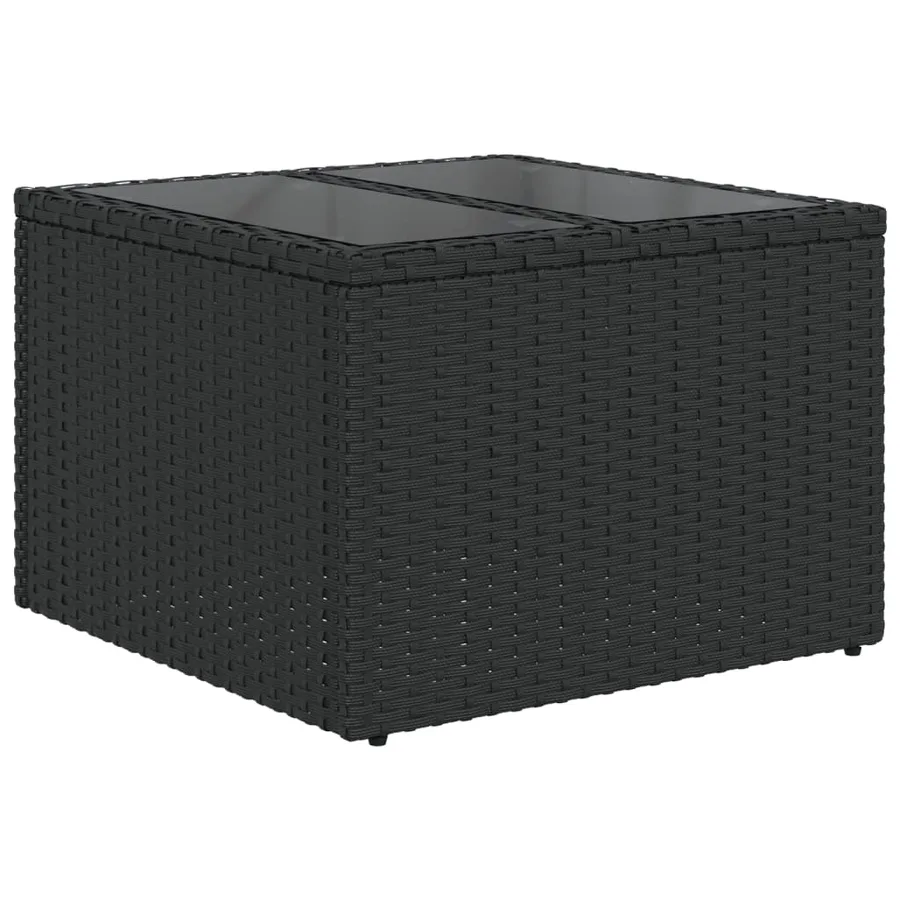 Ensemble de canapé de jardin 9 pcs avec coussins noir résine tressée - 8