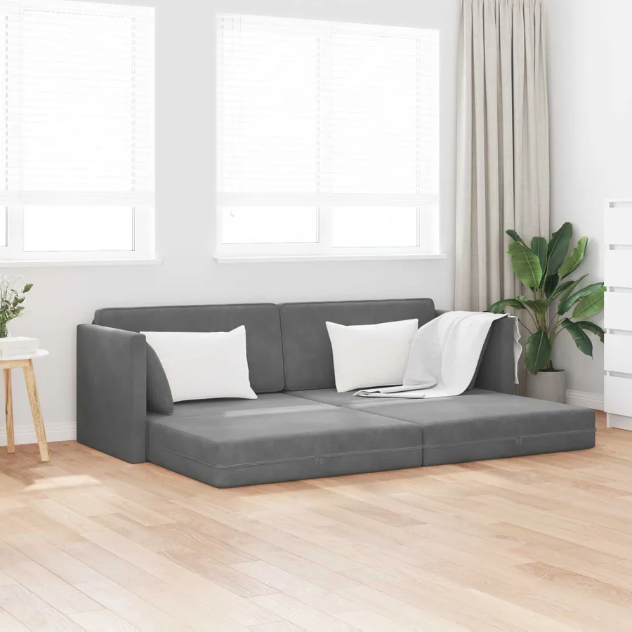 Canapé-lit au sol Gris foncé 213 x 70 x 77 cm Velours