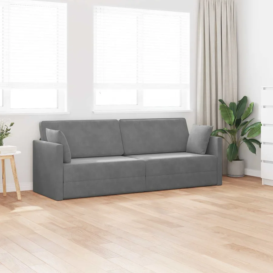 Canapé-lit au sol Gris foncé 213 x 70 x 77 cm Velours - 3