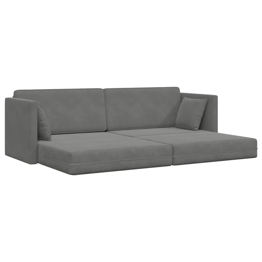 Canapé-lit au sol Gris foncé 213 x 70 x 77 cm Velours - 4