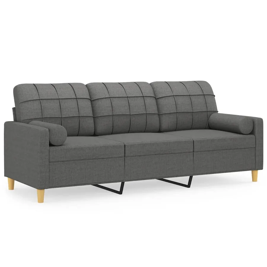 Canapé 3 places avec oreillers gris foncé 180 cm tissu - 2