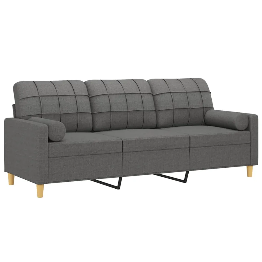 Canapé 3 places avec oreillers gris foncé 180 cm tissu - 3