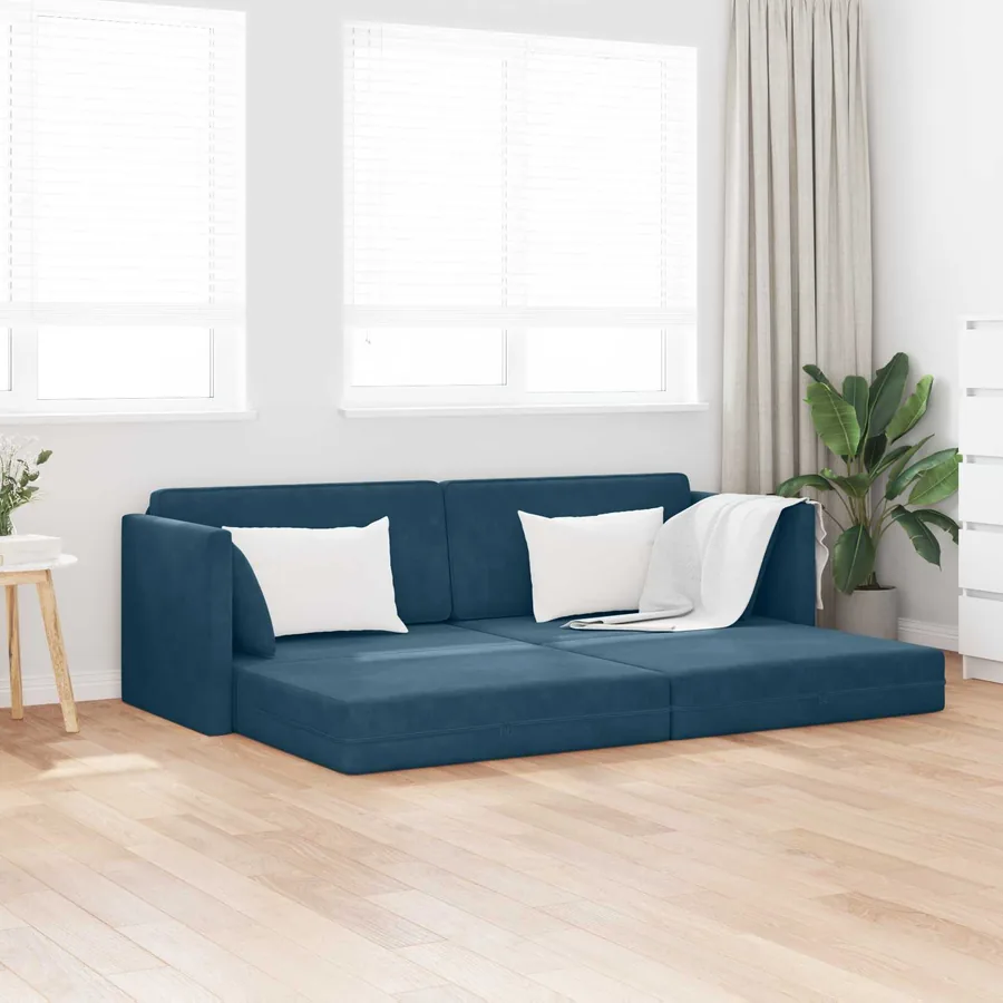 Canapé-lit au sol Bleu 213 x 70 x 77 cm Velours