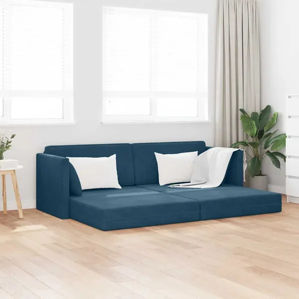 Canapé-lit au sol Bleu 213 x 70 x 77 cm Velours