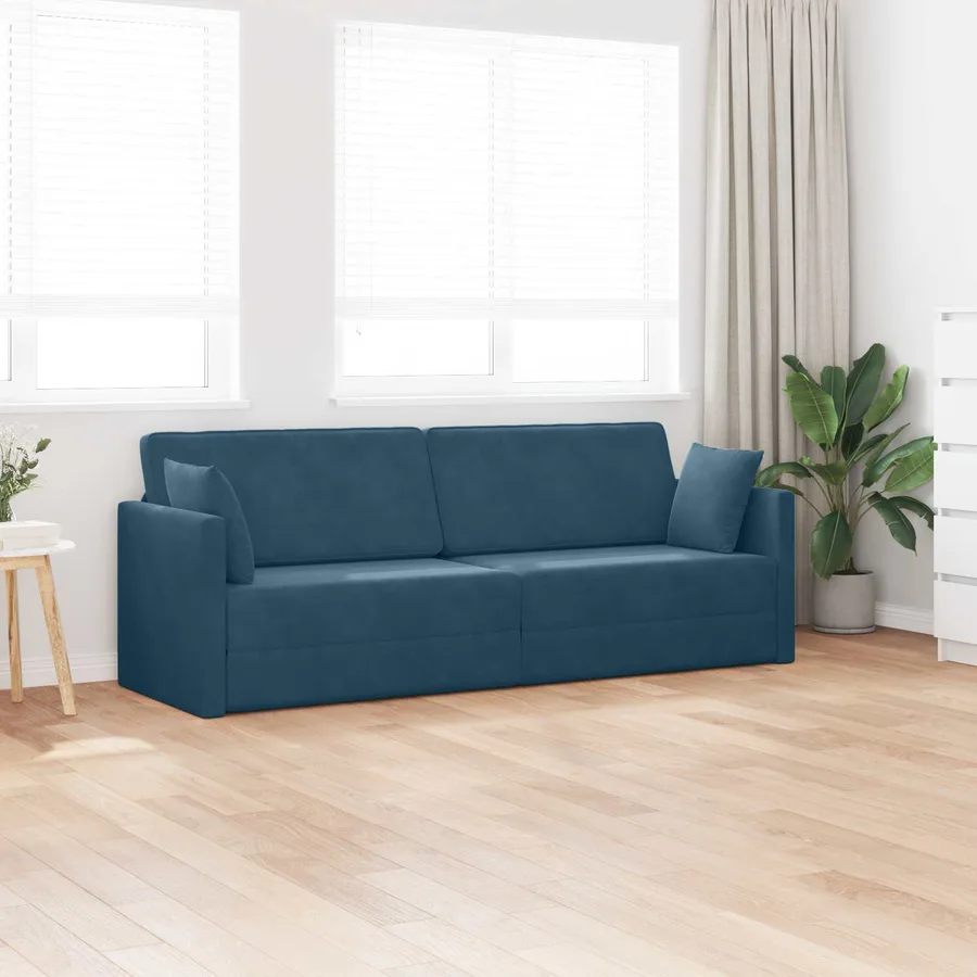 Canapé-lit au sol Bleu 213 x 70 x 77 cm Velours - 3