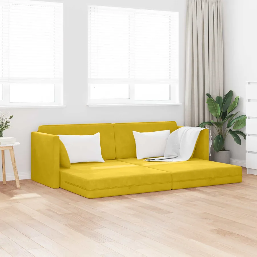 Canapé-lit au sol Jaune 213 x 70 x 77 cm Velours