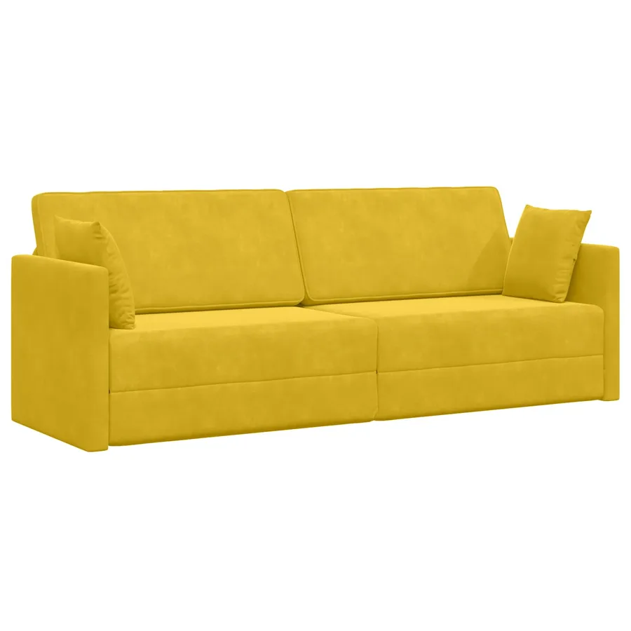 Canapé-lit au sol Jaune 213 x 70 x 77 cm Velours - 2