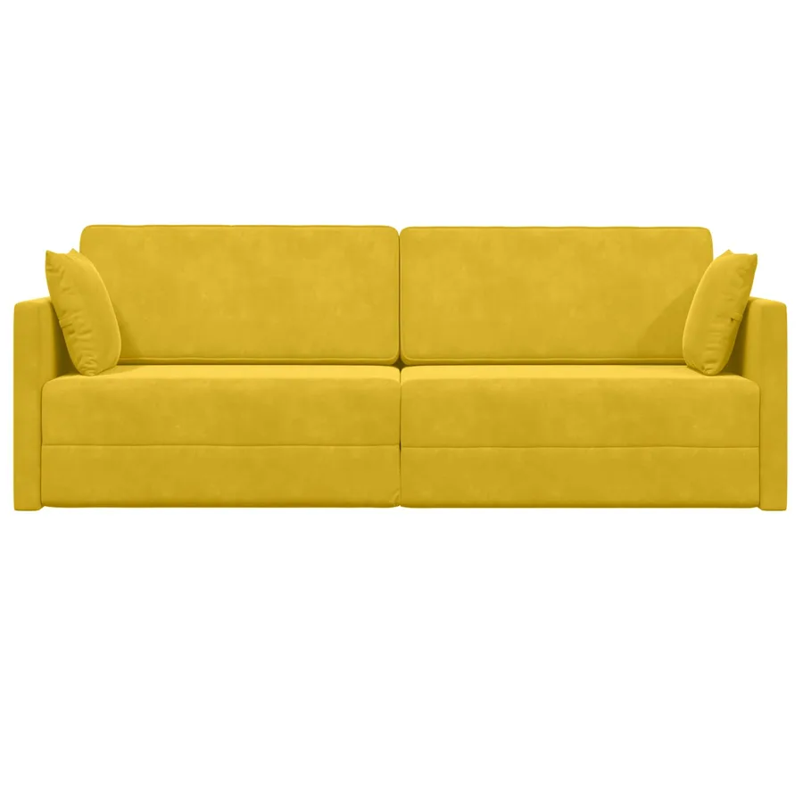 Canapé-lit au sol Jaune 213 x 70 x 77 cm Velours - 5