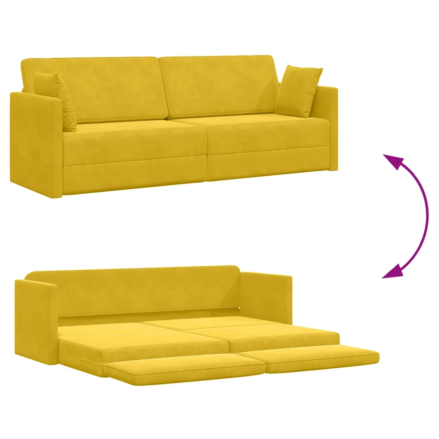 Canapé-lit au sol Jaune 213 x 70 x 77 cm Velours - 8