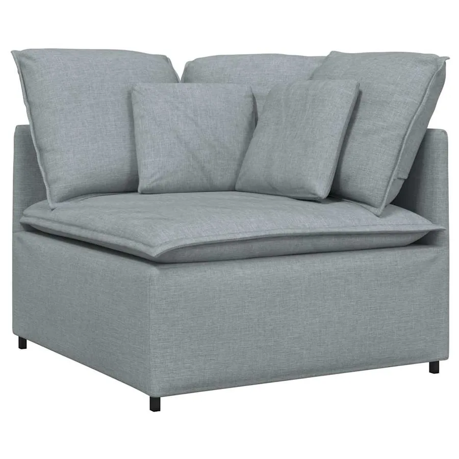 Canapé modulable avec repose-pieds et coussins en tissu gris clair - 3