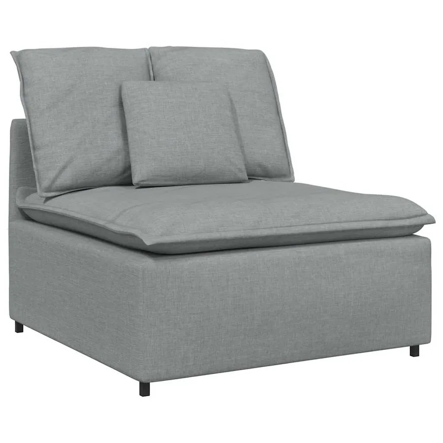 Canapé modulable avec repose-pieds et coussins en tissu gris clair - 4