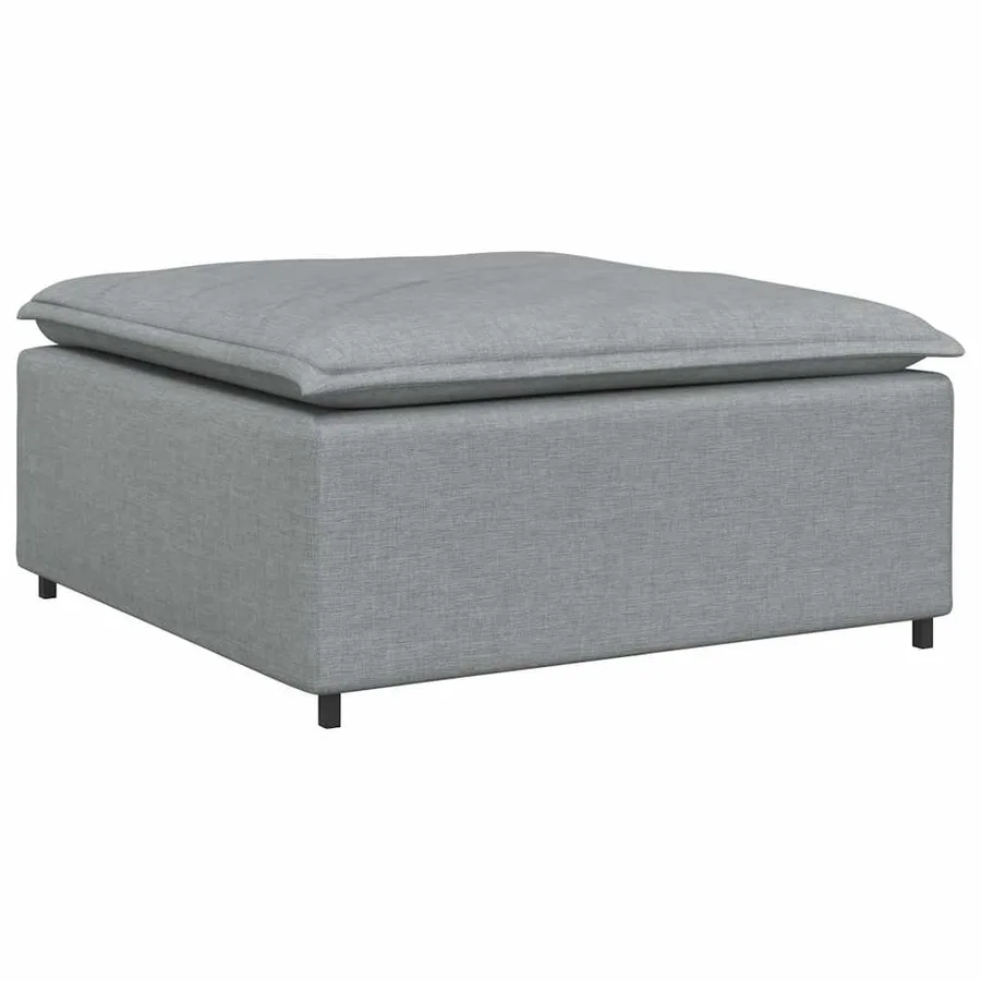 Canapé modulable avec repose-pieds et coussins en tissu gris clair - 5