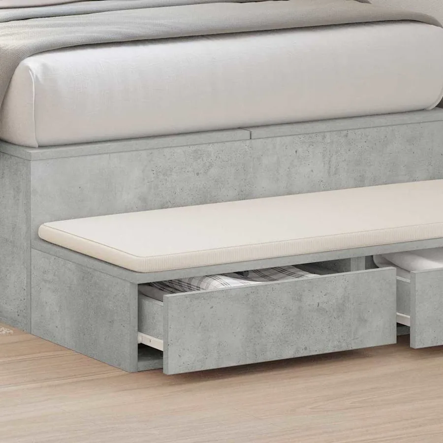 Tiroirs de lit Gris béton 80 x 36,5 x 16,5 cm Bois d'ingénierie - 4