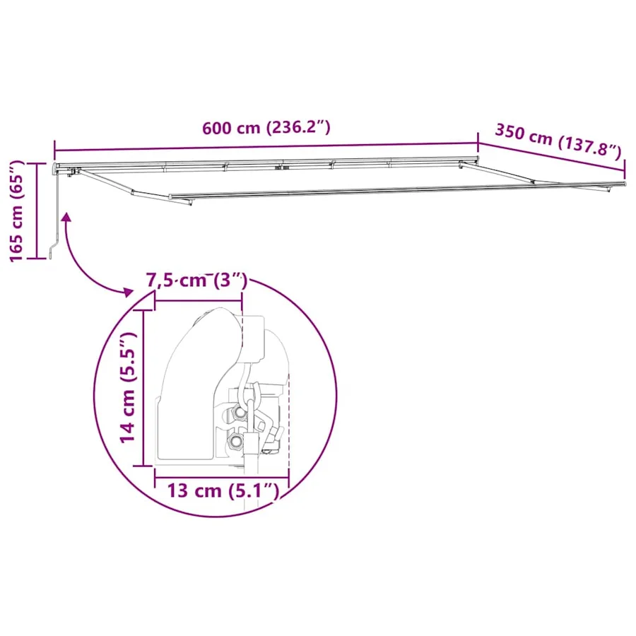 Auvent rétractable Multicolore 600 × 350 cm - 12