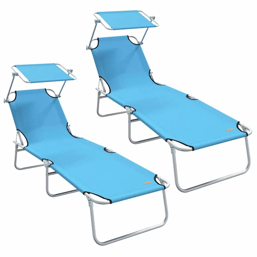 Transat 2 pcs Bleu vif 58 x 188 x 77cm Polyester - 2