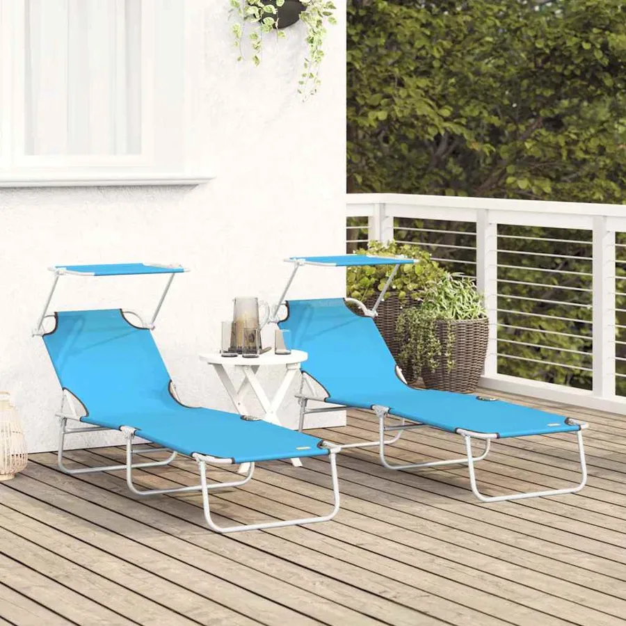 Transat 2 pcs Bleu vif 58 x 188 x 77cm Polyester - 3