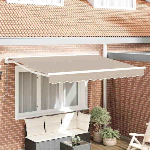 Cadre d'auvent Beige 350 x 200 cm Polyester avec revêtement PU