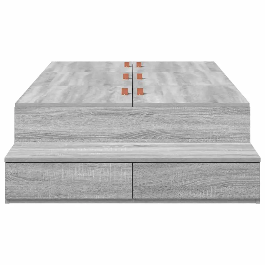 Cadre de lit avec rangement Gris Sonoma 90 cm Bois d'ingénierie - 7