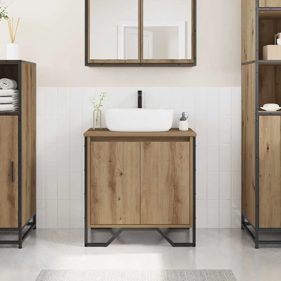 Meuble de Lavabo de Salle de Bain Chêne artisanal