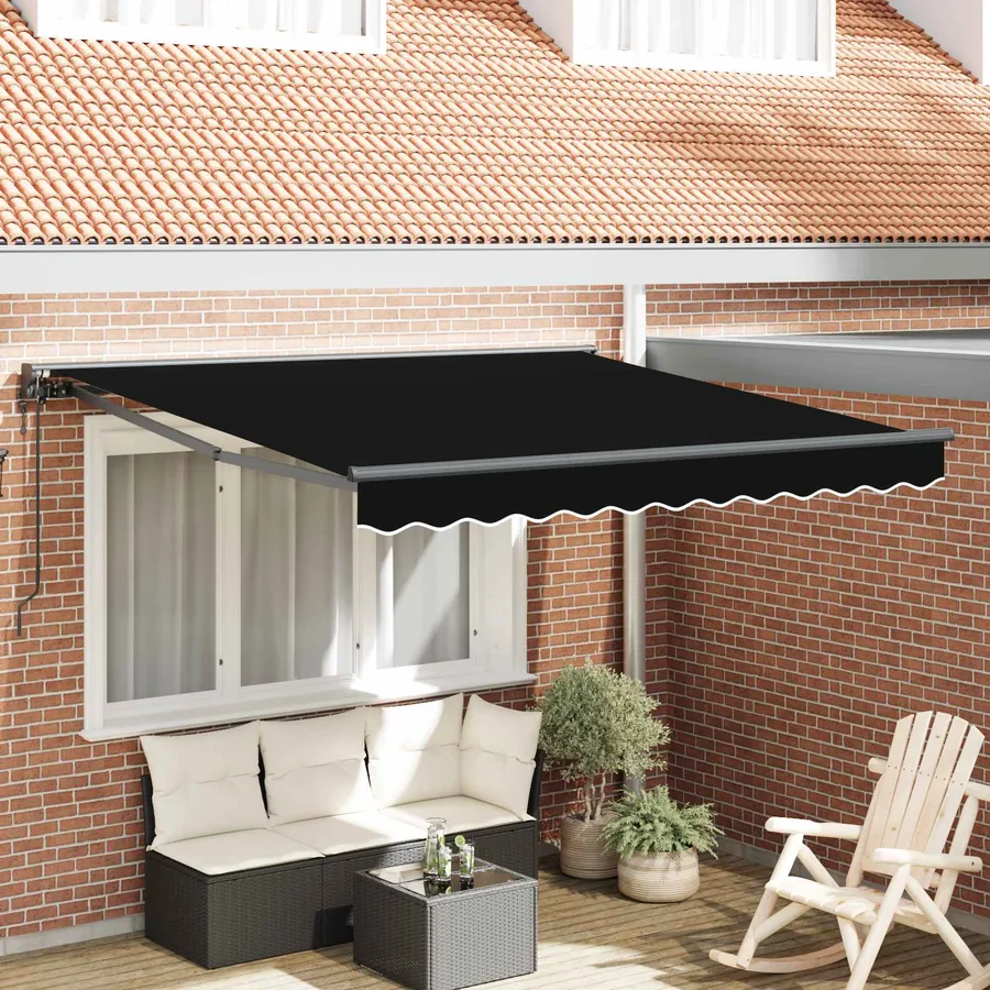 Cadre d'auvent Noir 300 x 250 cm Polyester avec revêtement PU