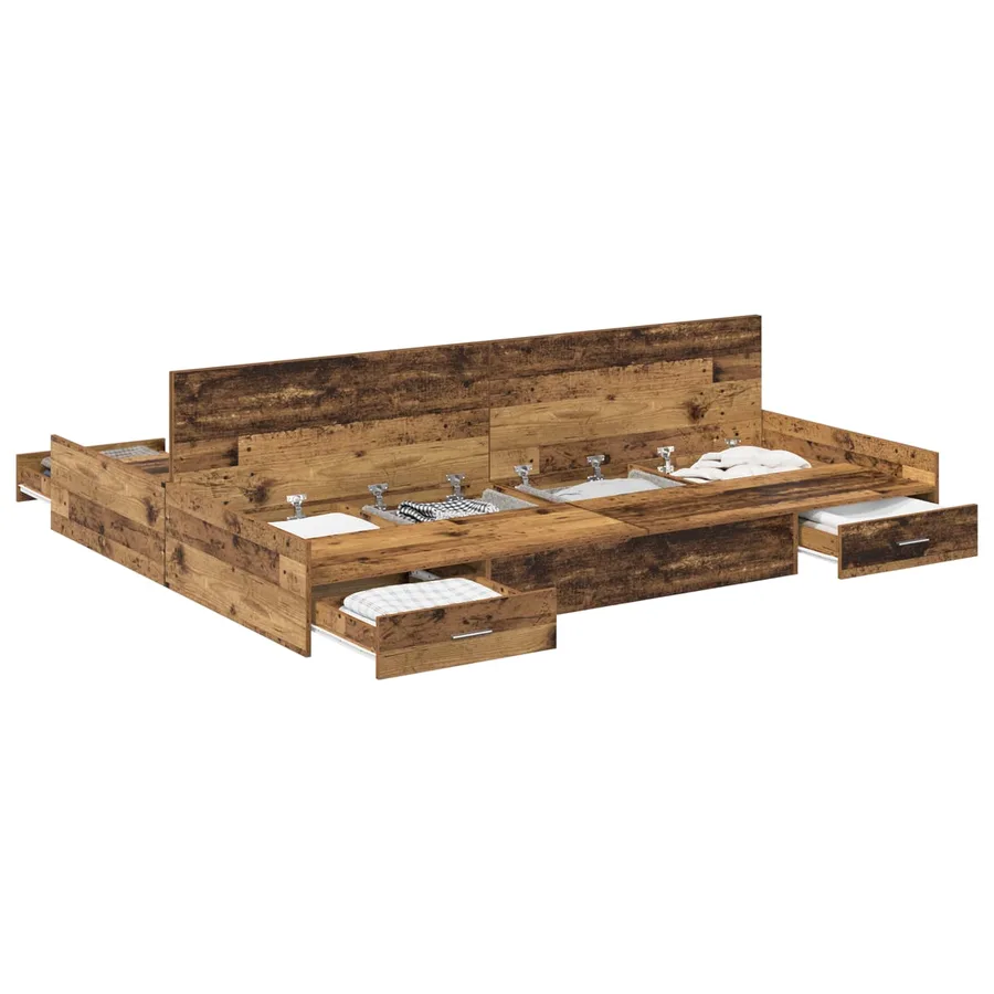 Cadre de lit avec rangement Bois Ancien 140 x 200 cm - 2