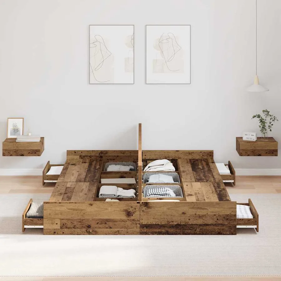 Cadre de lit avec rangement Bois Ancien 140 x 200 cm - 3