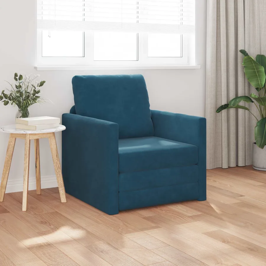 Canapé-Lit Bleu 74 x 77 x 81 cm Velours