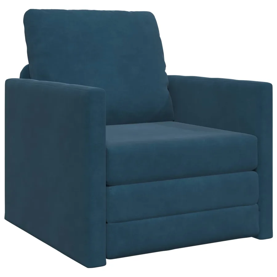 Canapé-Lit Bleu 74 x 77 x 81 cm Velours - 2