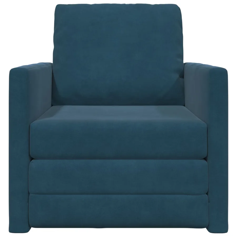 Canapé-Lit Bleu 74 x 77 x 81 cm Velours - 5