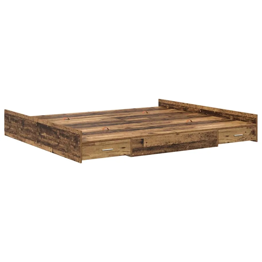 Cadre de lit avec rangement Bois Ancien 200 x 200 cm - 4