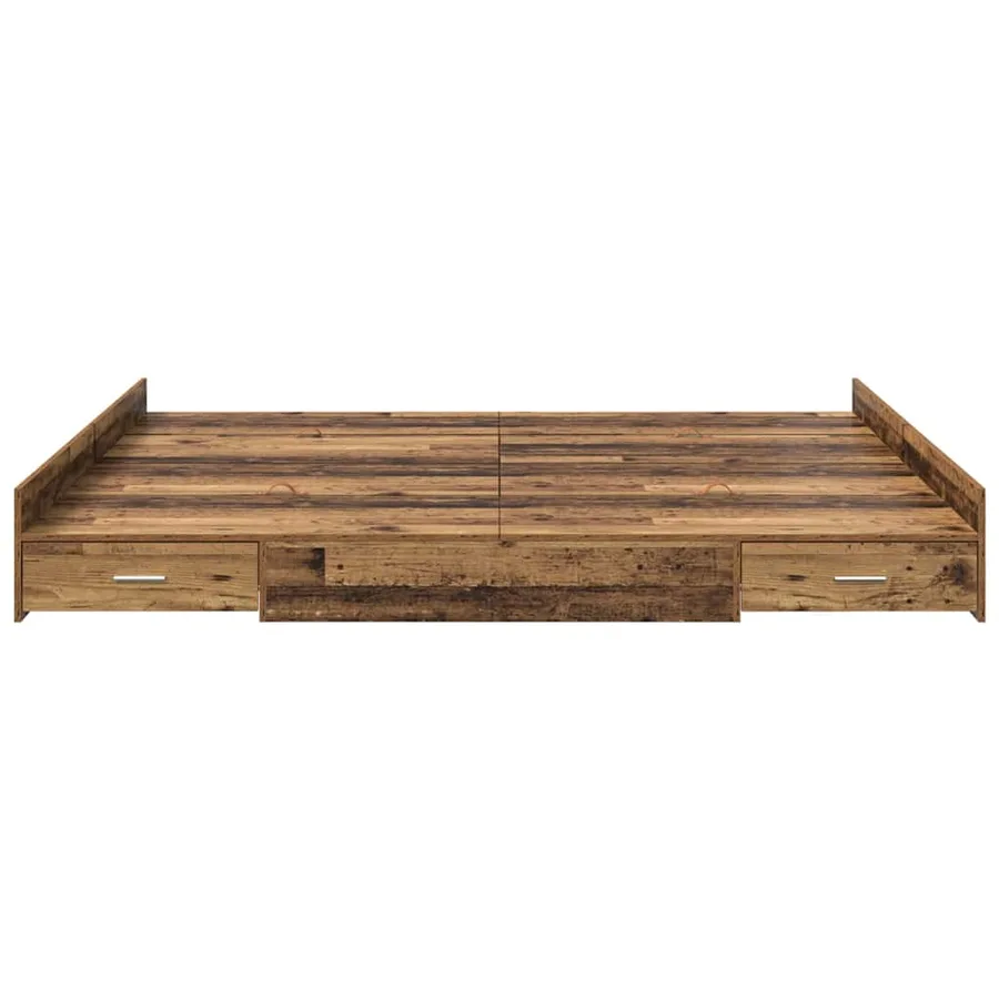 Cadre de lit avec rangement Bois Ancien 200 x 200 cm - 5