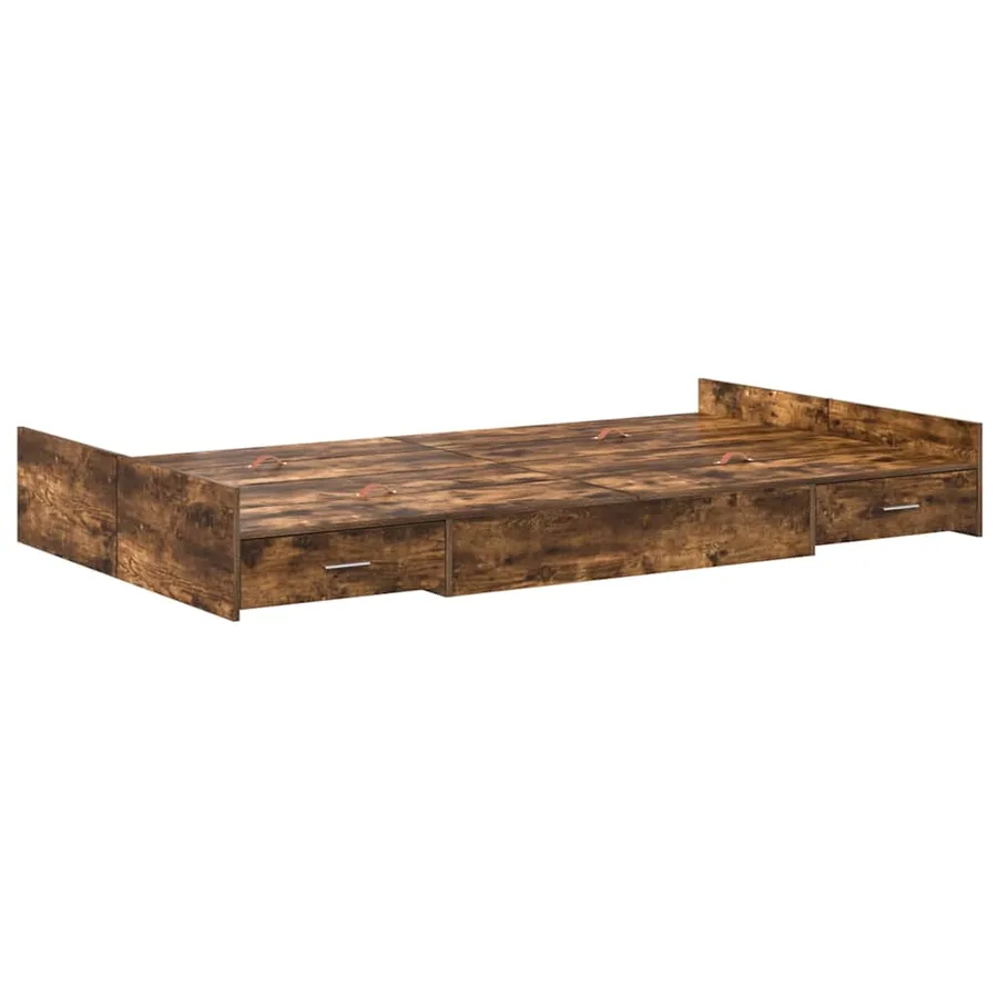 Cadre de lit avec rangement avec tiroir Chêne fumé 120 x 190 cm - 4