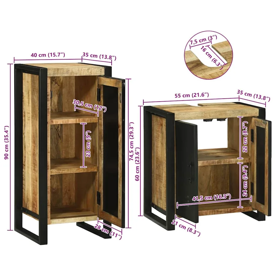 Ensemble de mobilier de salle de bain avec étagère 2 pcs - 15