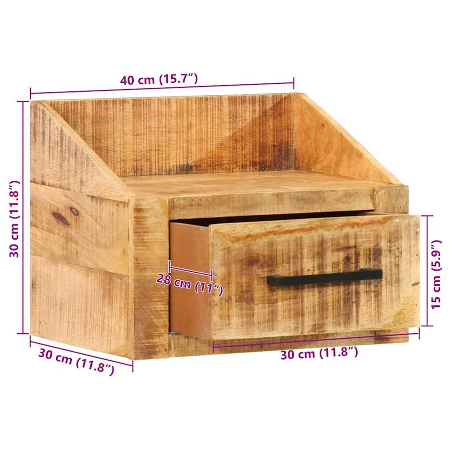 Cabinet de chevet Marron 40 x 30 x 30 cm Bois de mangue massif - 12