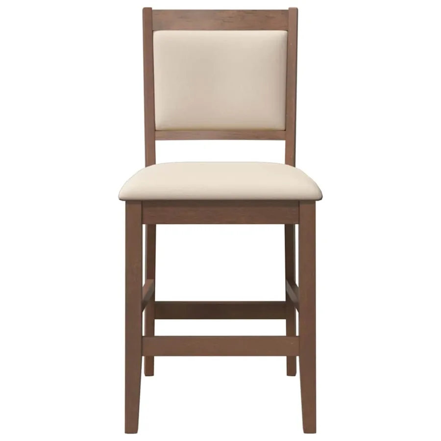 Tabourets de bar avec coussins (lot de 2) en bois massif marron et caoutchouc - 5