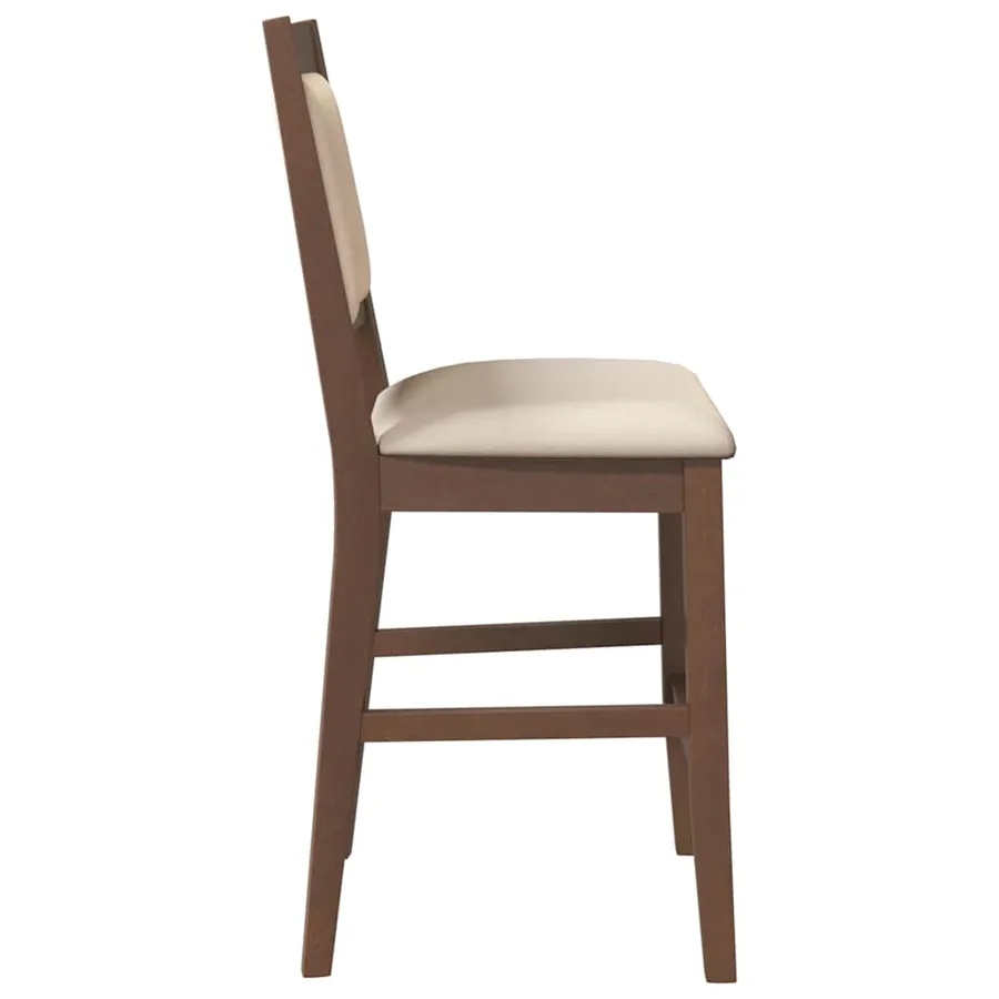 Tabourets de bar avec coussins (lot de 2) en bois massif marron et caoutchouc - 6
