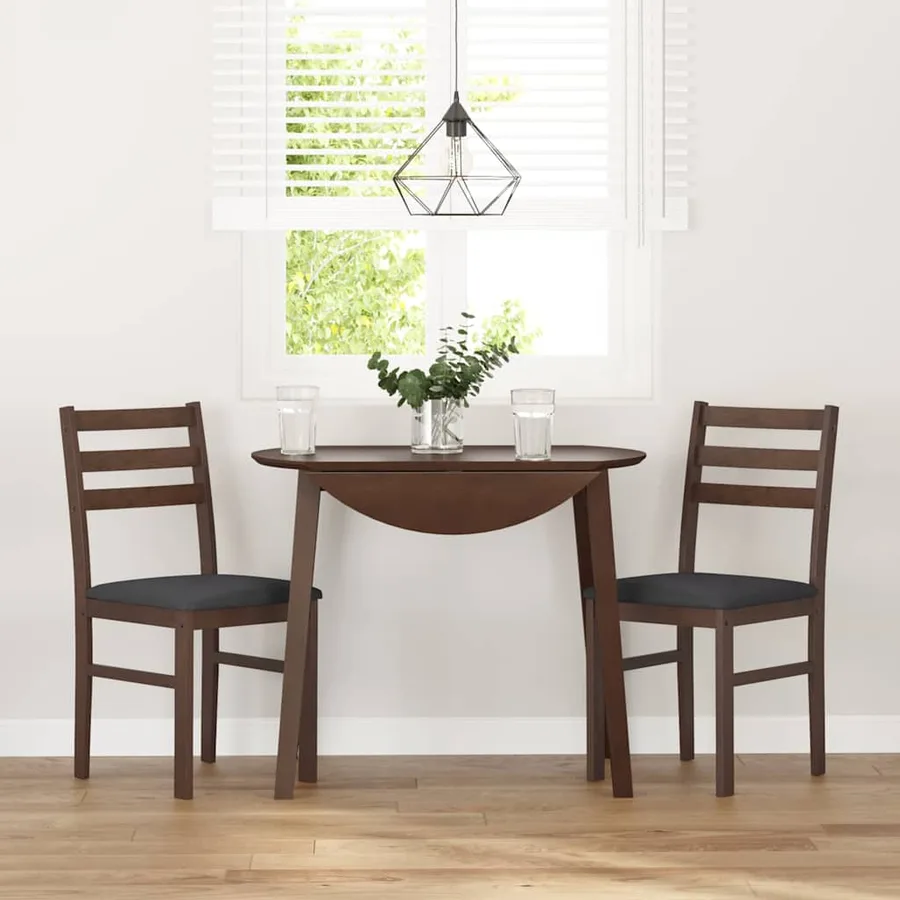 Chaises à manger coussins 2 pcs marron bois massif caoutchouc - 3