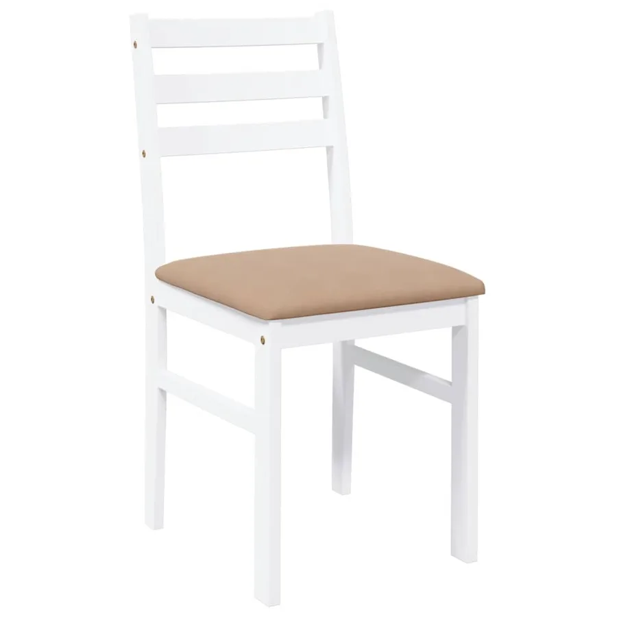 Chaises à manger coussins 2 pcs blanc bois massif caoutchouc - 4