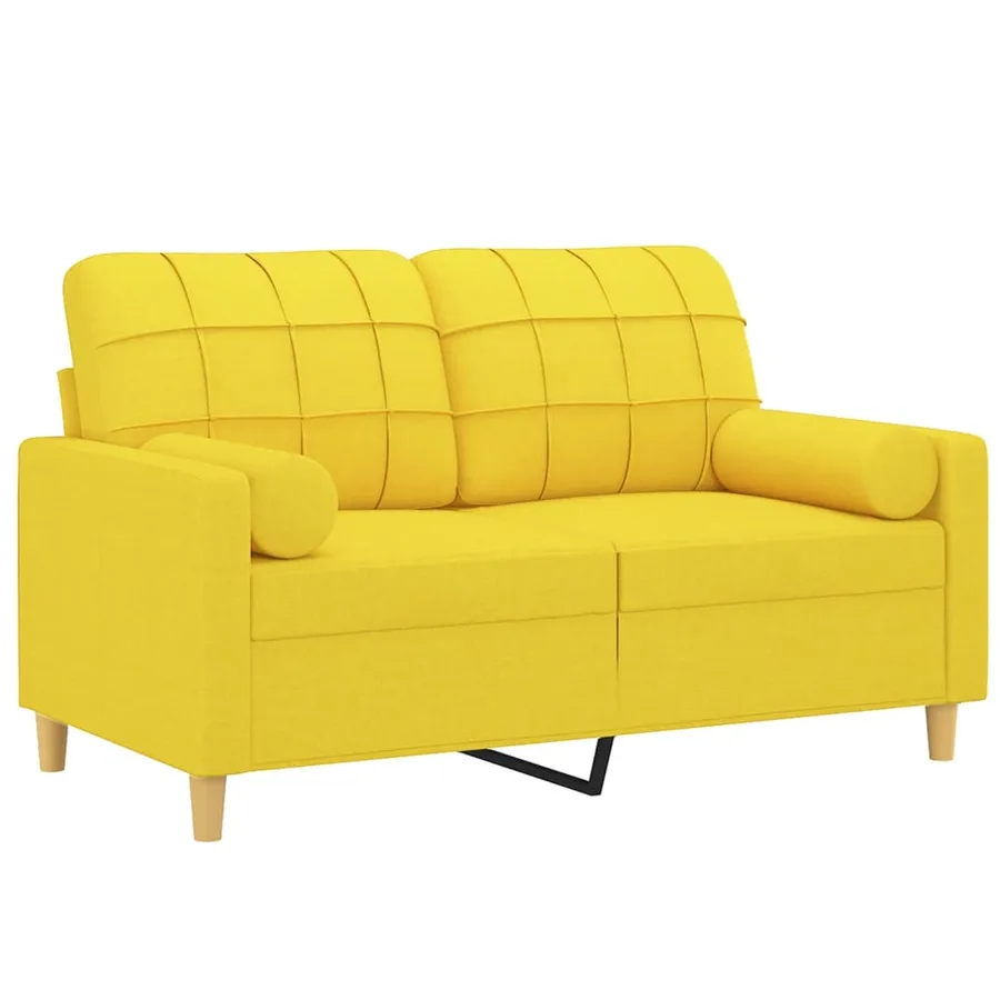 Canapé 2 places avec oreillers jaune clair 120 cm tissu - 3