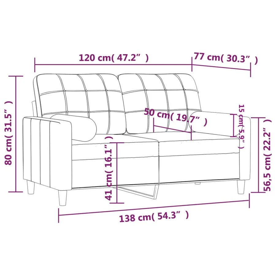 Canapé 2 places avec oreillers jaune clair 120 cm tissu - 8