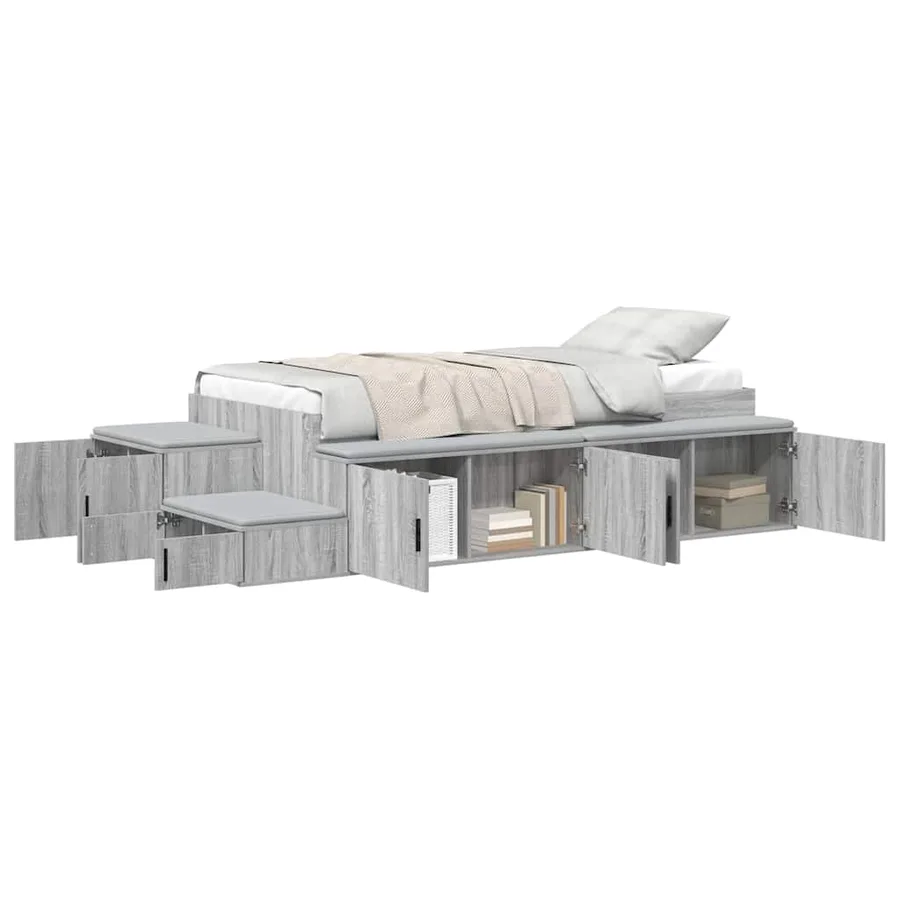Cadre de lit avec rangement Gris Sonoma 75 cm Bois d'ingénierie - 3